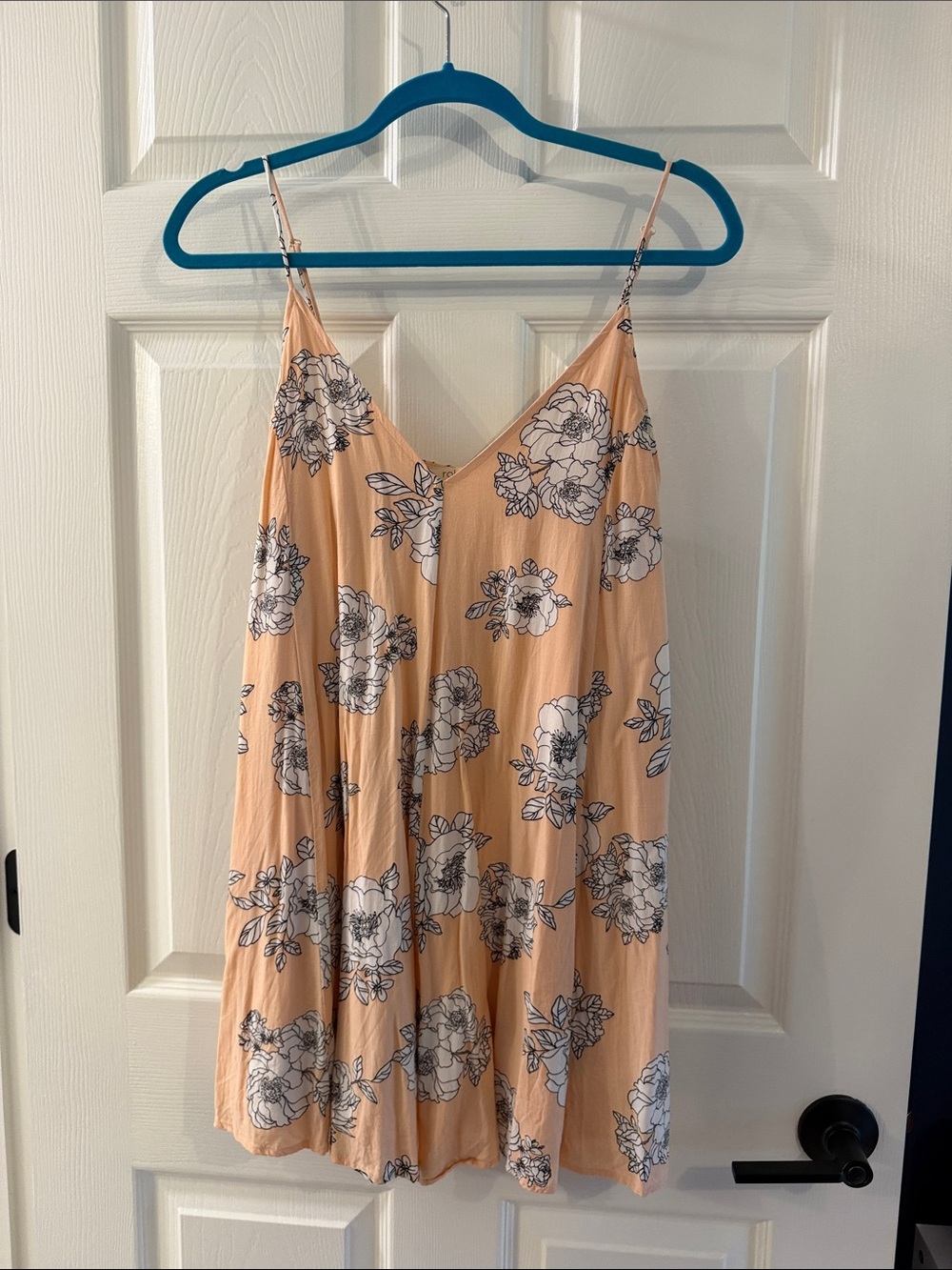 Peach Floral Slip Dress with V-Neck